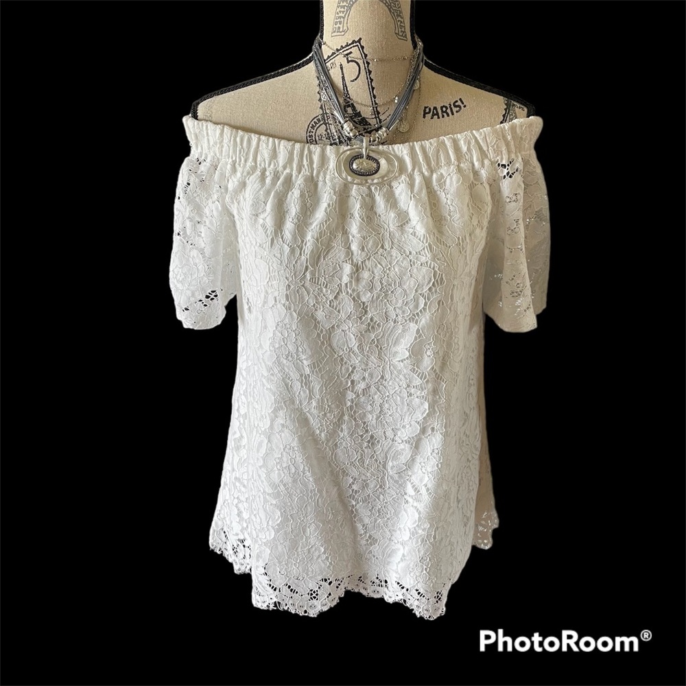 Eclipse White lace Blouse size M